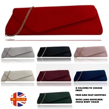 New Womens Ladies Clutch Bag Bridal Evening Party Shoulder Plain Handbag Cross