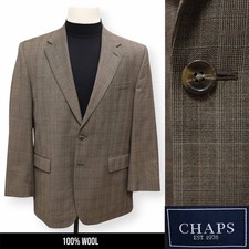 CHAPS mens brown PLAID 100 WOOL two button sport coat suit jacket blazer 42 R