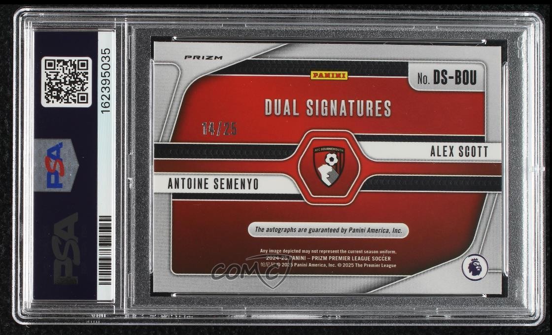 2024-25 Prizm Premier League Silver 14/25 Antoine Semenyo Alex Scott PSA 10 Auto view 2
