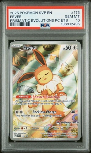 2025 POKEMON PRISMATIC EVOLUTIONS POKEMON CENTER ETB PROMO #173 EEVEE PSA 10