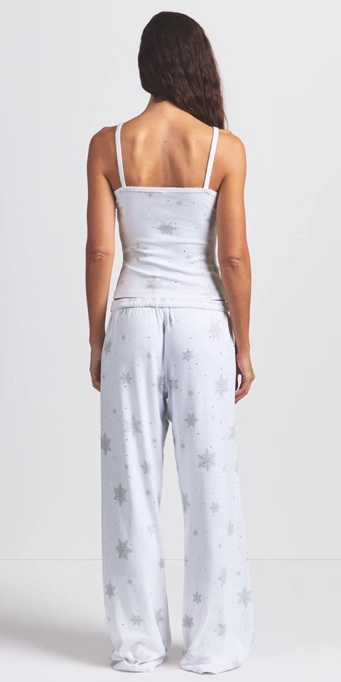 Pantalón pijama salón copo de nieve estrás Pointelle logotipo Skims talla XXS Foto 2 de 4