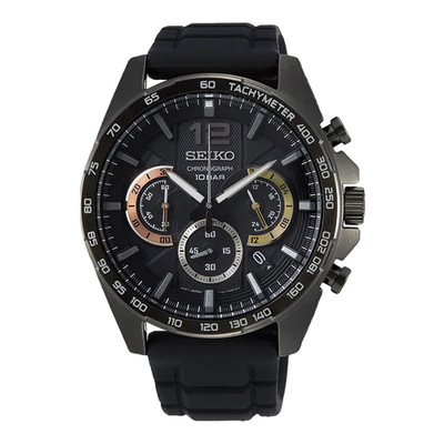 Seiko Chronograph Neo Sport Black Dial Black Rubber Strap [SSB349P1]