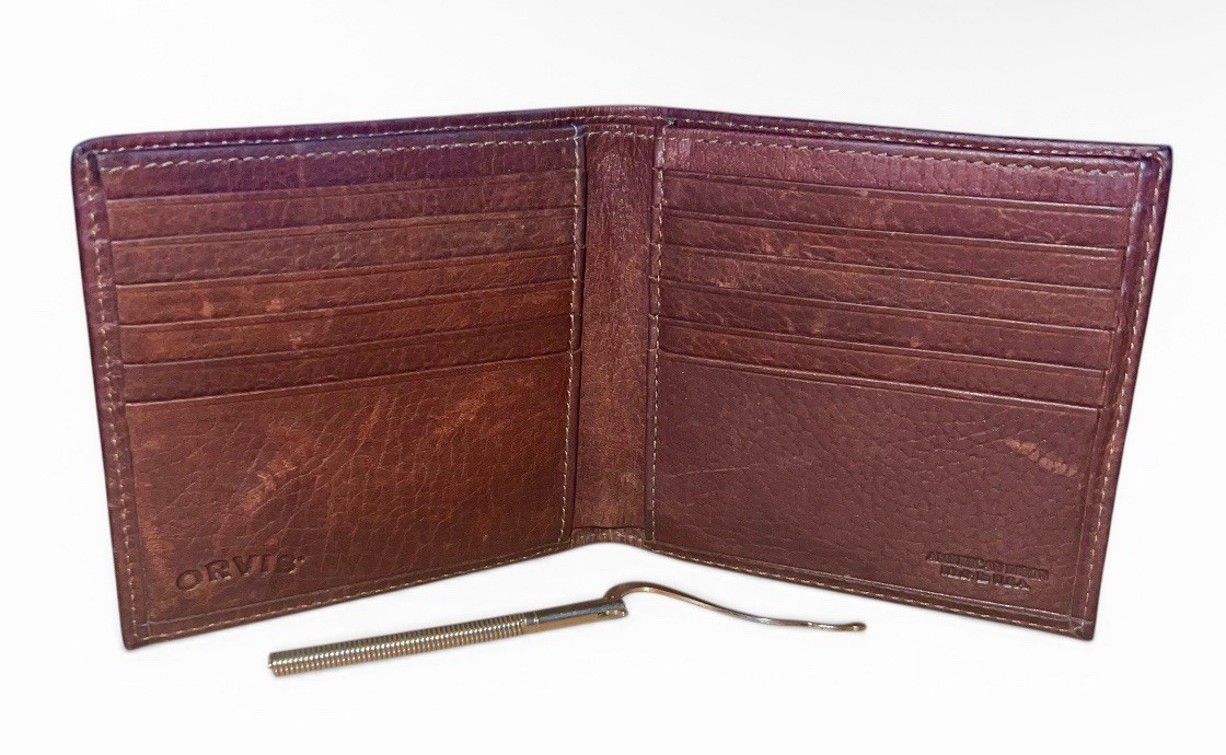 Orvis American Bison Bifold Brown Leather Wallet & Money Clip