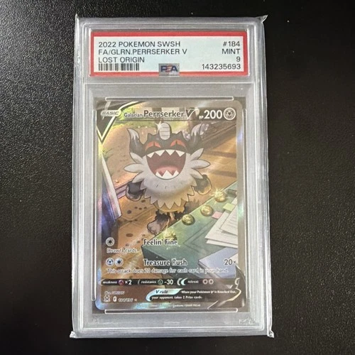 Galarian Perrserker V Alternate Full Art 184/196 Swsh11 Lost Origin Holo PSA 9