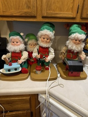 Vintage Animated 3 Santa s  Best Elves Rennoc Telco motionette 
