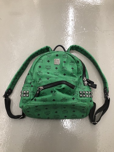 MCM VISETOS STUDDED MEDIUM STARK BACKPACK GREEN BB135