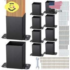 10 Pack 4x4 Post Base Brackets Heavy Duty Woo...