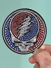 Grateful Dead Iron On Patch Steal Your Face Red Blue White Embroidered Round