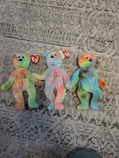 Lot Of 3: Ty Beanie Baby Peace Bear 1996 - Multicolor
