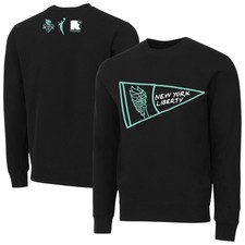 Unisex round21 Black New York Liberty Pennant Crewneck Pullover Sweatshirt