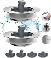 2 Pack Upgraded 3 in 1 Kitchen Sink Drain Strainer and Stopper Combo,Pop Up Sink