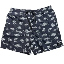 2XL Salt Life Gray White SLX-QD Fish N Bones Aqua Trunks Volley Swim Shorts