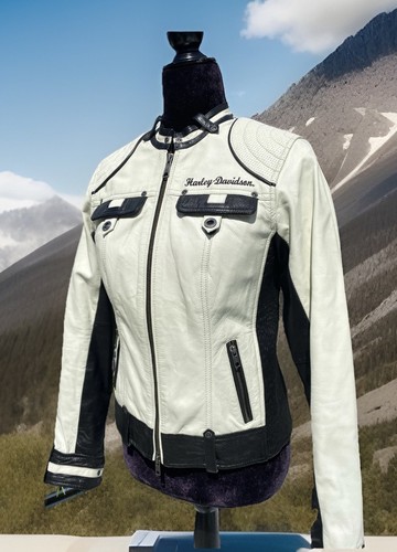 Chaqueta de cuero blanca Harley Davidson AMELIA XS 98072-14VW negra para mujer - Imagen 5 de 10