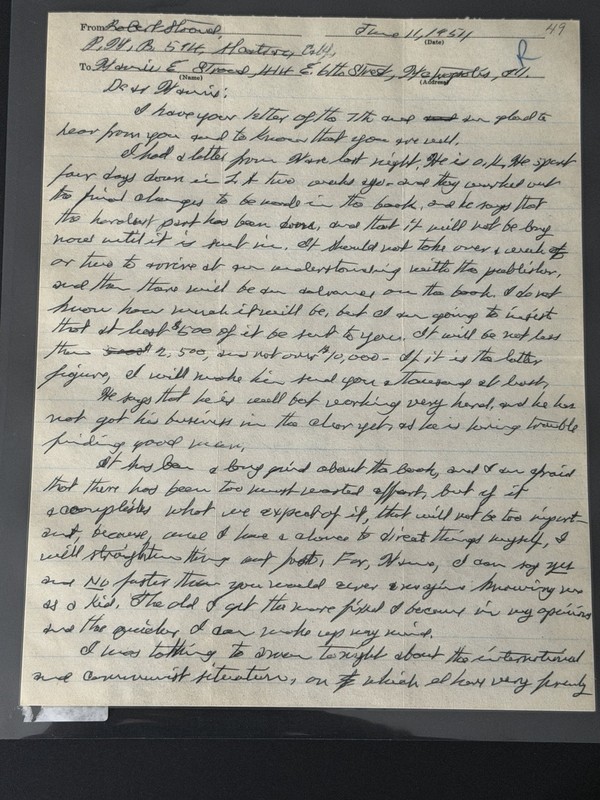 1954 Birdman of Alcatraz Robert Stroud Handwritten Letter Signed Alcatraz Prison