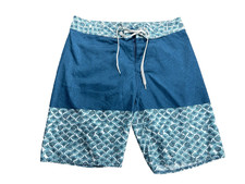 Old Navy Mens Blue Pattern Board Shorts Swim Trunks Small Drawstring Surf Beach