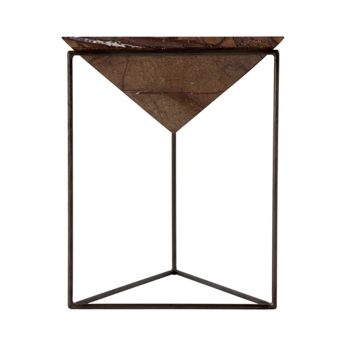 Butler Specialty Company Addis Triangular Marble and Iron Side Table - Brown - Picture 3 of 7