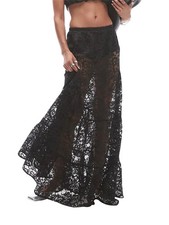 New Fashion Lace Maxi Skirts Women High Waist See Through Elegant Long Skirt Ver