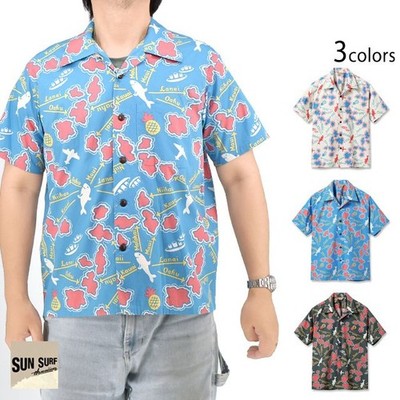 Cotton Broad Aloha Shirt ROUND TRIP SUN SURF