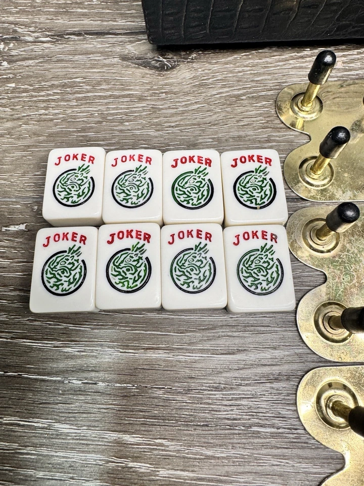 Vintage  MAH JONGG Mahjong Game With 150 TILES 4 Racks In Carry Case - Image 3 of 4