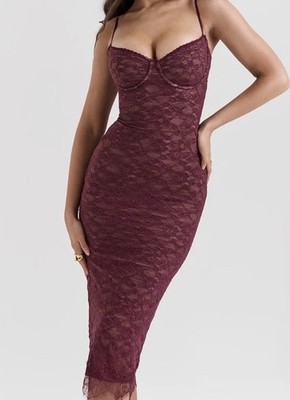 House Of CB 'melina' mulberry lace midi dress Size L | eBay