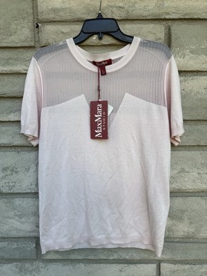 Max Mara Studio Pina Top Short Sleeve Dusty Punk XL $595