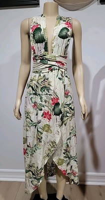 Hers & Mine Sexy Hawaiian Size M Floral Hi-low Dress #C3