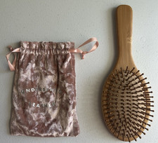 Understated Leather Bamboo Hairbrush Pink Leather Studded Rose NIB
