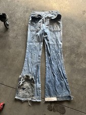 Vintage 70s H.I.S Denim Patchwork Bellbottom Flare Jeans 28 X 31