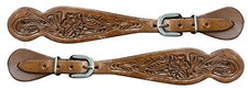 Showman Ladies Size Leather Spur Straps w/ Floral Tooling