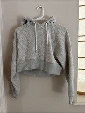 Abercrombie  Fitch Women's Soft A F Grey Boxy Pull Over Cropped Hoodie XS