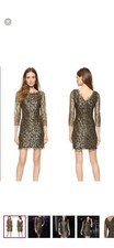 DVF DIANE VON FURSTENBERG Zarita  Sheath gold lace mini dress 10