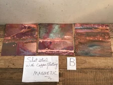 3 Copper Plated Sheet STEEL Coppersmith scrap Natural Patina Colors Verdigris (B