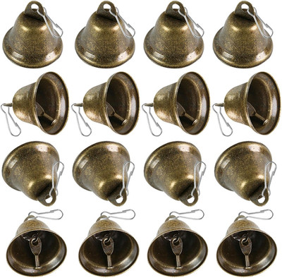 16PCS Vintage Bronze Jingle Bells with Spring Hooks for DIY Decor and Training