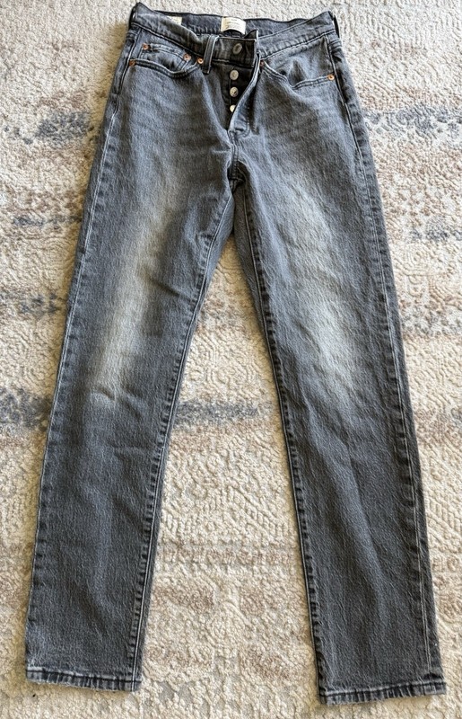 Levi's Premium 501 Original Button Fly Straight Leg Jeans in Grey Big E Size 26