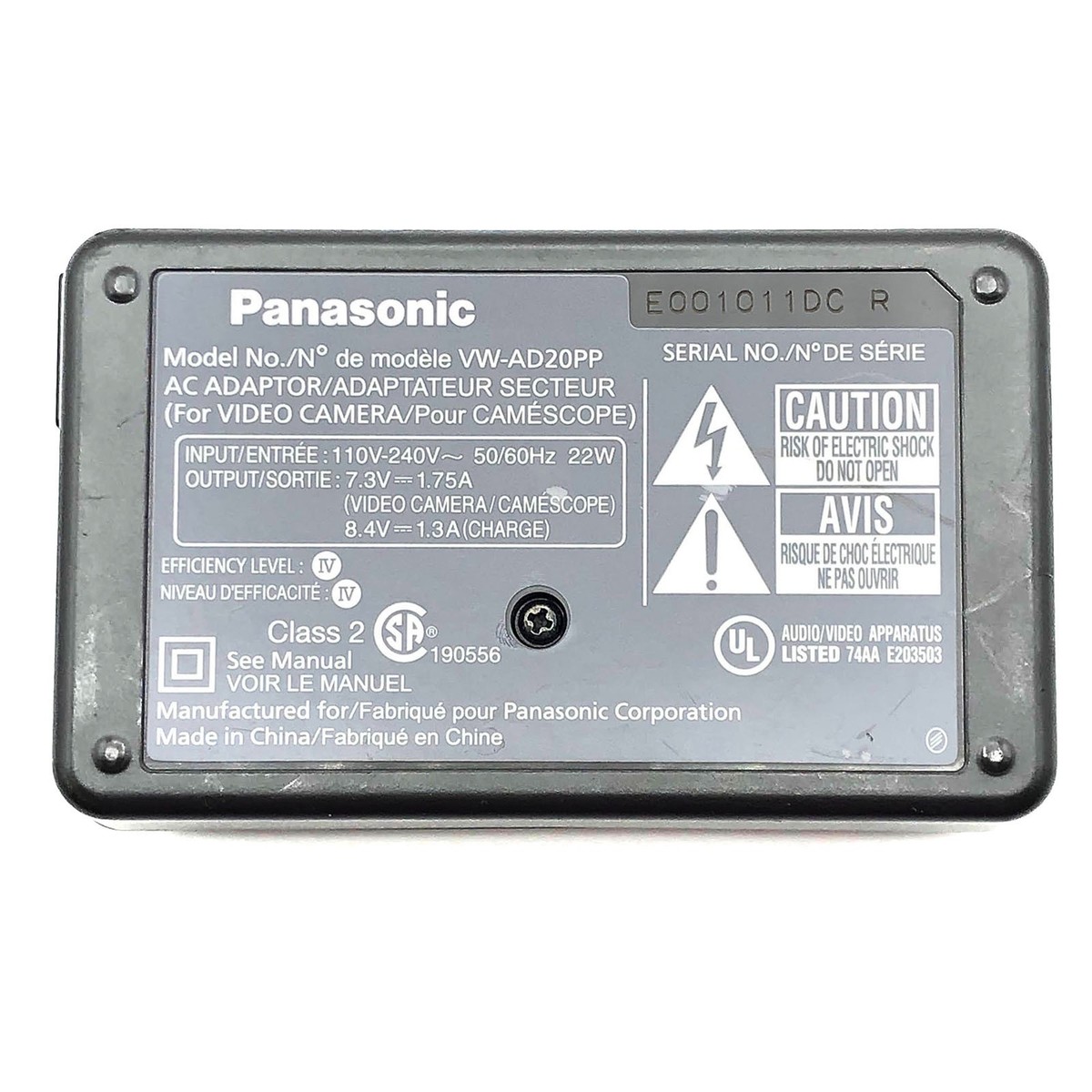 Original Panasonic VW-AD20PP Video Camera Charger 7.3A 1.75A 22W