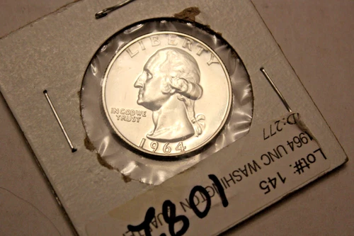 1964 Twenty Five Cent 90% Silver BU Washington Quarter 25c
