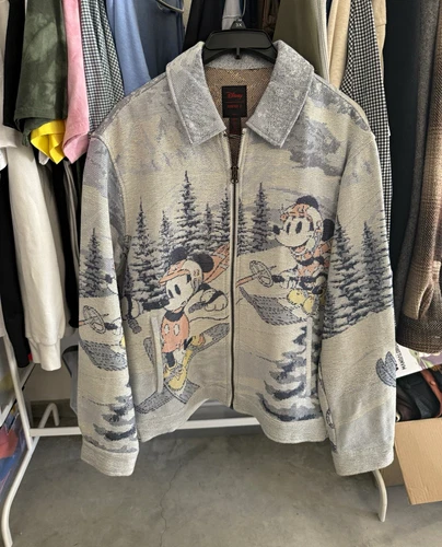 Disney x Forever 21 Men's 3X Gray Bomber Jacket Full Zip Pockets Mickey Ski - product listing photo