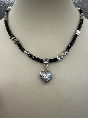 Brighton Black Starry Night Beaded Dream Necklace W/Dream Heart Pendant