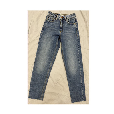Dynamite Denim Mom Jeans Blue Solid 5-Pocket Button Zip Medium Wash Women's