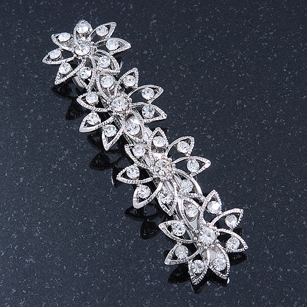 Bridal Wedding Prom Silver Tone Crystal Diamante  display picture 1