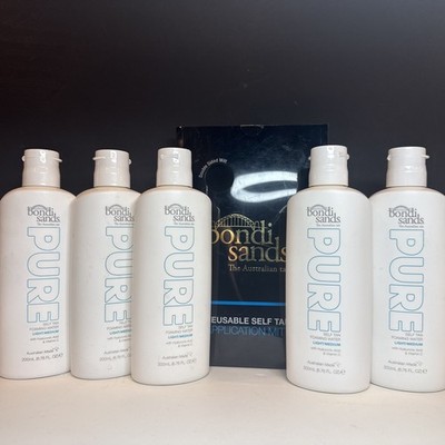 5 Pk + Mitt Bondi Sands PURE Self Tan Foaming Water - Light/Medium  6.76 Oz Ea.