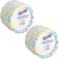 Genuine Joe Printed Paper Plates, 7", 250 Count Floral Party Plates Flowers New