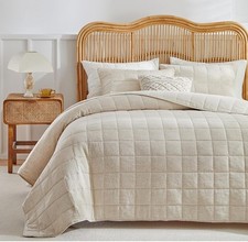 Linen Cotton Quilts Set Queen Size, 100 Cotton White Quilt Bedspread