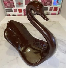 VTG Mid Century Modern Chocolate Brown Ceramic Swan Bathroom Towel Holder 8.0  