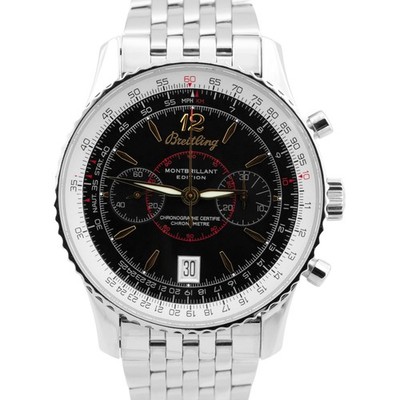MINT Breitling Navitimer Montbrillant Chronograph Black 43mm Steel Watch A48330