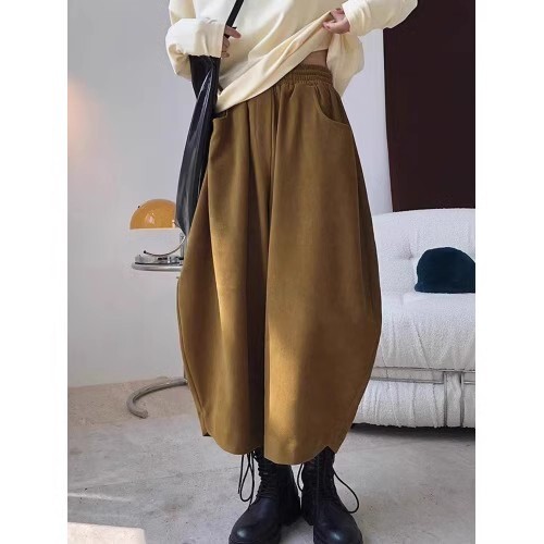 Pantaloni harem stile americano retrò donna larghi vita alta taglie forti - Foto 18 di 21