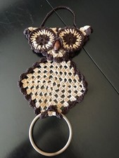 vintage handmade macrame owl towel holder