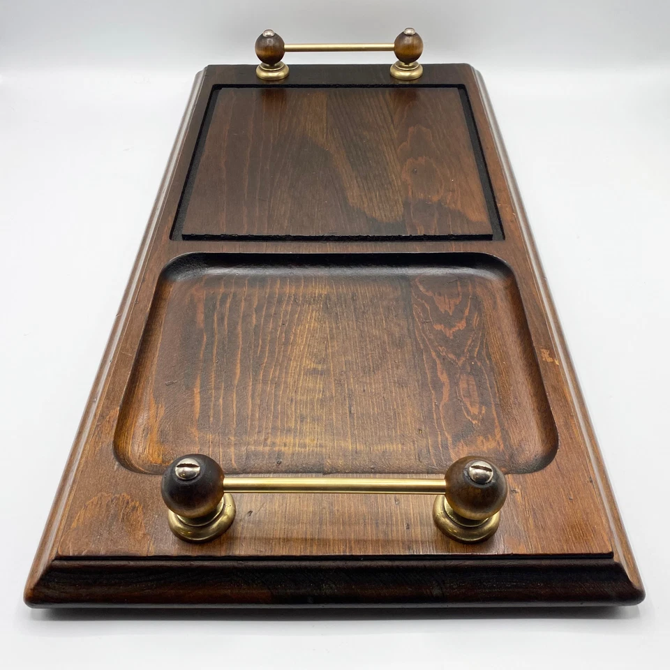 MA LECK (MaLeck) WOODCRAFTS Bandeja de madera vintage años 60 y detalles de latón - Charcutería Foto 2 de 4