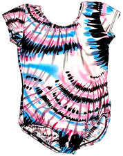 Motionwear Leotard Bodysuit Tie-Dye Look SS Gymnastics  2100 New Nwt Girl M 6 7