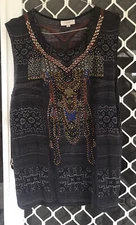 Camilla Franks Grey Embellished Loose Fit Tee Top Size 2 12 Medium $4 EXPRESS